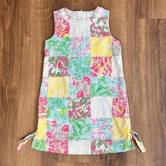 Lilly Pulitzer Patchwork Girls Colorful Shift Dress Sz 10 - Picture 1 of 9